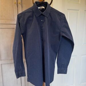 DKNY Boys Long Sleeved Button Up Blue Striped Shirt Size 16